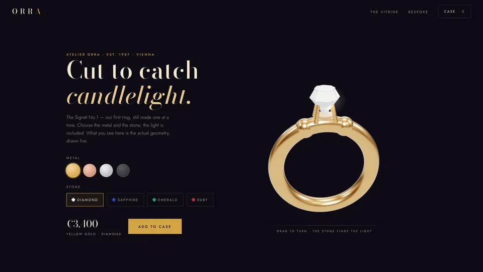Homepage of ORRA — E-commerce